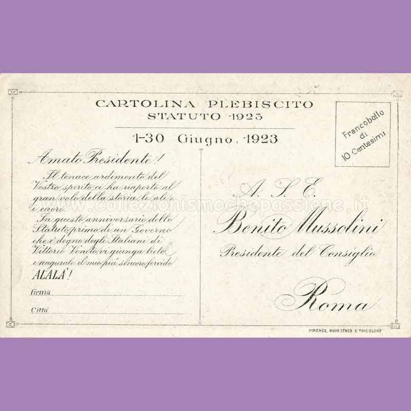Cartolina Plebiscito Statuto - immagine 2